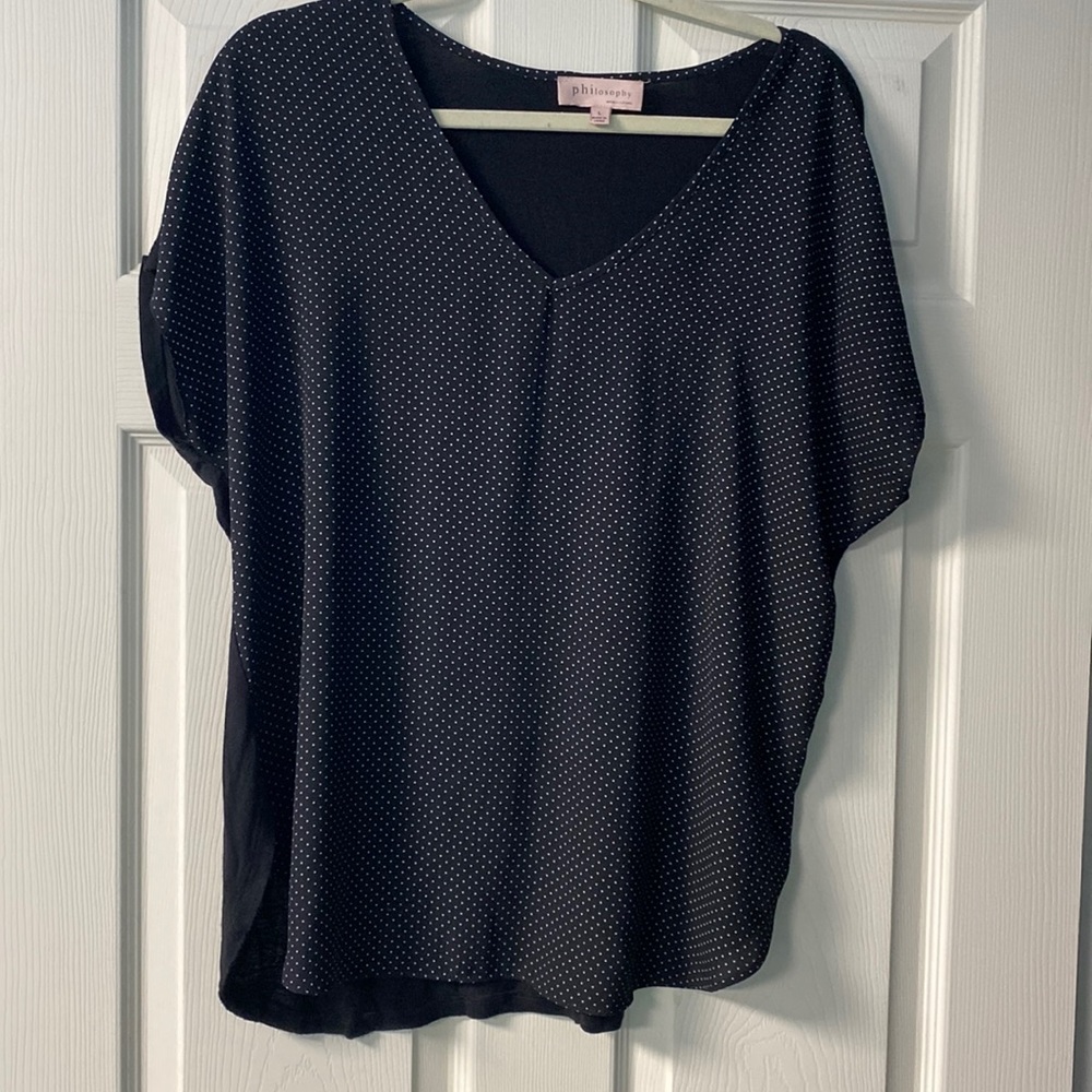 Philosophy large cap sleeve polka dot essential top